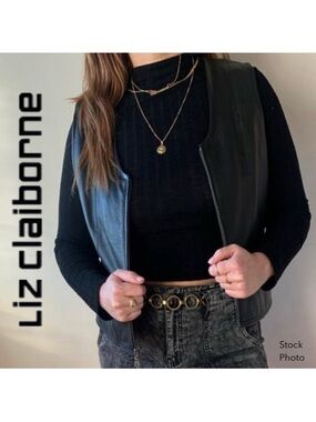 Leather VILLAGER/Liz Claiborne Black Leather Vest (PM)